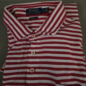 Ralph Lauren Red and White Striped Polo Shirt